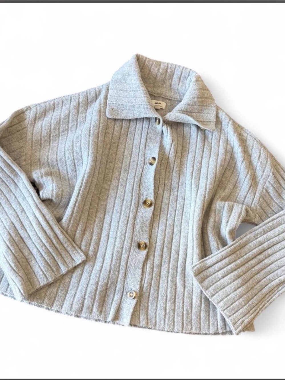 Women’s Aerie Ribbed Button-Front Jacket - Light Gray
